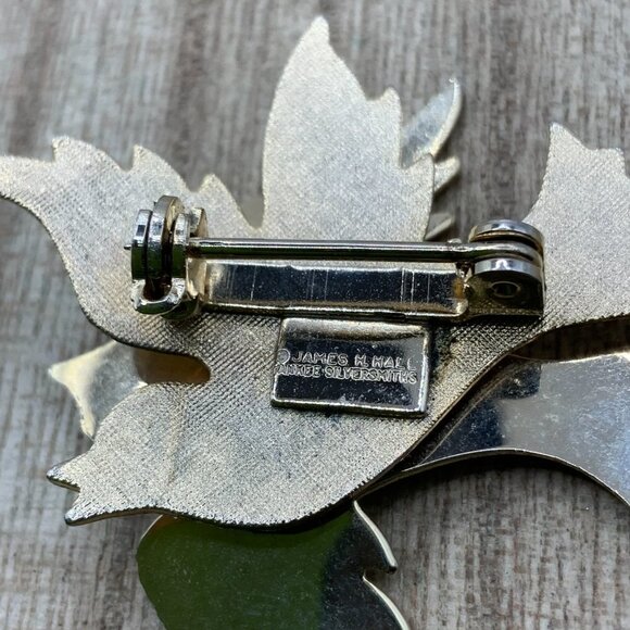 James H Hall Vintage Gold Tone Double Bird Flying Pin Brooch - Picture 5 of 7